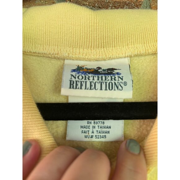 Vintage Northern Reflections Yellow Sweatshirt W/ Collar XL Embroidered Floral - Picture 6 of 12